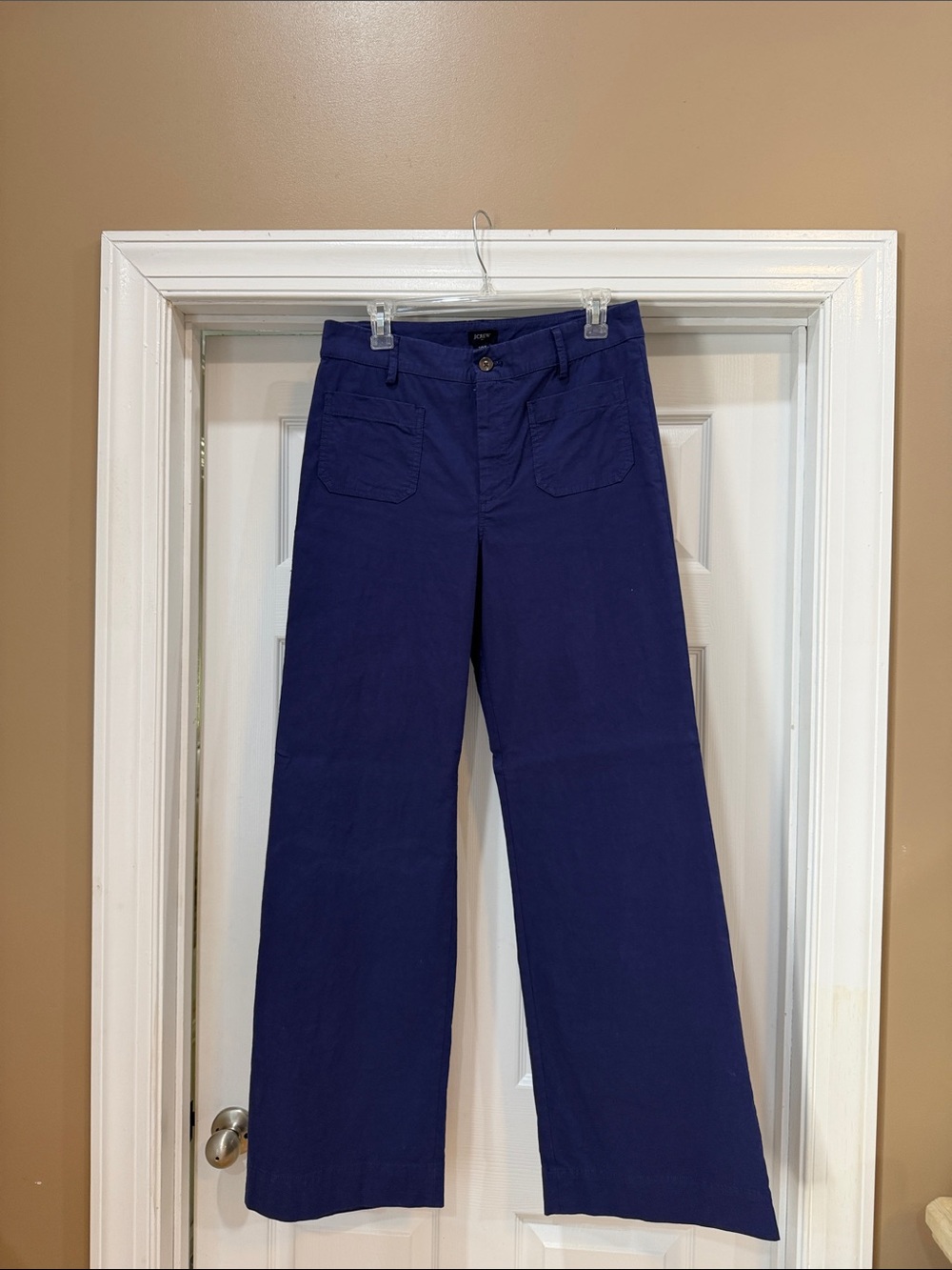 J Crew Lizzie Pocket Wide Leg Pants. Sz 8/29 TALL. EUC. Navy Blue